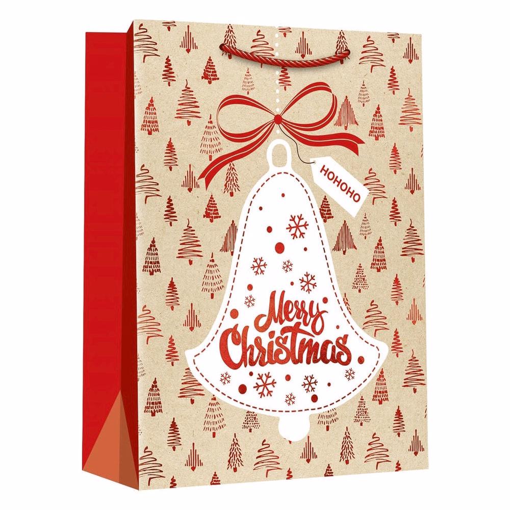 Karácsonyi dísztasak CREATIVE Deluxe Plus M 18x23x10 cm matt fóliás sodort füles