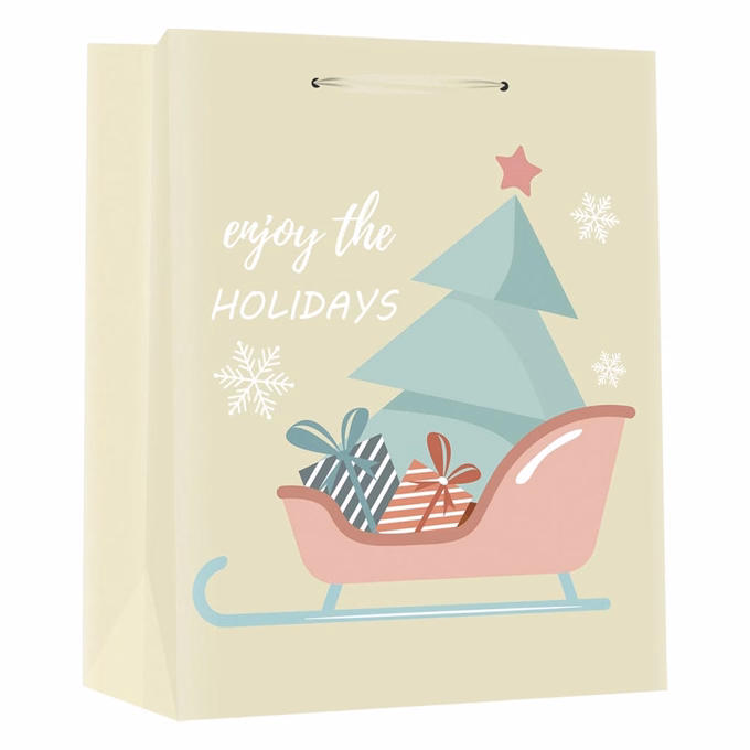 Karácsonyi dísztasak CREATIVE Deluxe plus L 26x32x12 cm színes matt glitteres szürke mintás szalagfüles