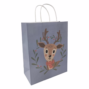 Dísztasak CREATIVE ECO Special L 26cm x 33cm x 12 cm szürke kraft szarvas sodort füles