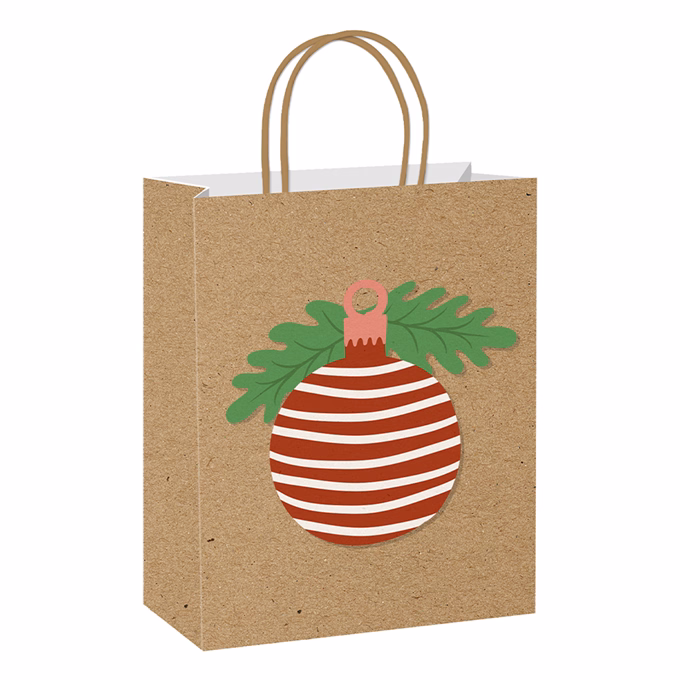 Dísztasak CREATIVE ECO Special Plus L 26cm x 33cm x 12 cm kraft karácsonyi rajz masnival sodort füles