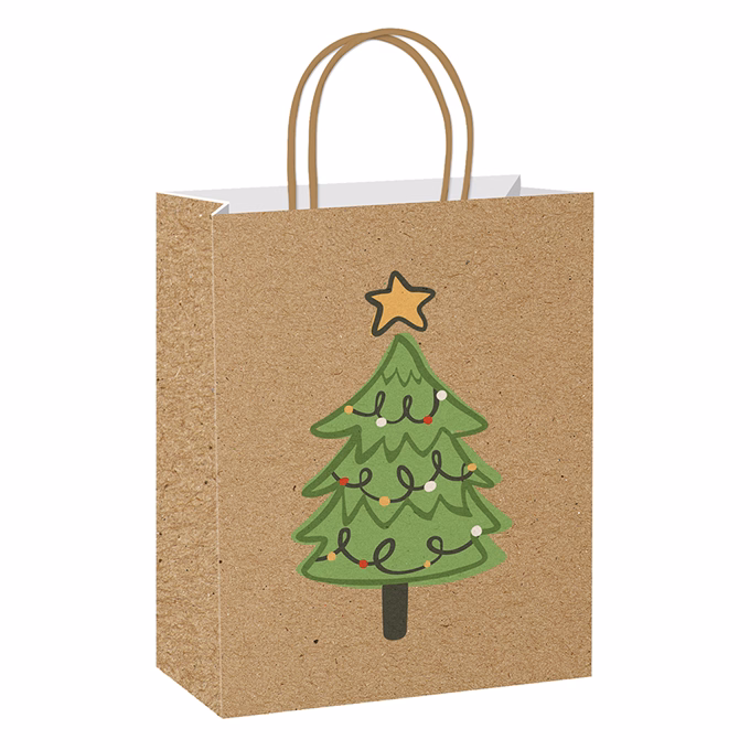 Dísztasak CREATIVE ECO Special Plus L 26cm x 33cm x 12 cm kraft karácsonyi rajz masnival sodort füles