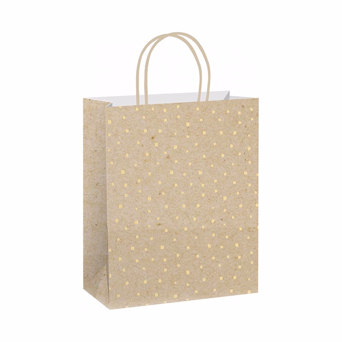 Dísztasak CREATIVE ECO Special Plus L 26x33x12 cm kraft fóliás apró mintás sodort füles