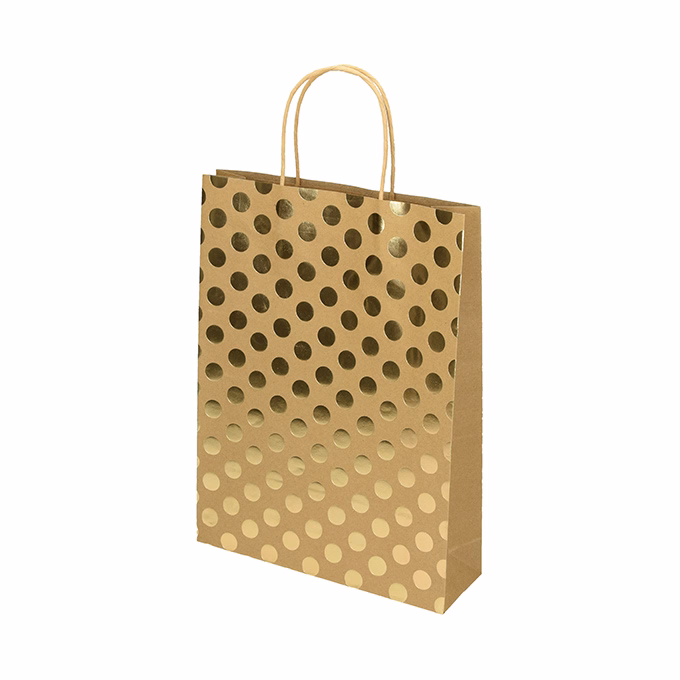 Dísztasak CREATIVE ECO Special Plus L 26x35x8 cm barna fóliás arany csíkos-pöttyös sodort füles Dísztasak CREATIVE ECO Special Plus L 26x35x8 cm barna fóliás arany csíkos-pöttyös sodort füles