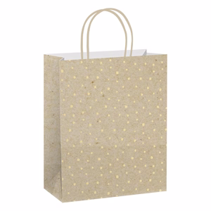 Karácsonyi dísztasak CREATIVE ECO Special Plus XL 33x45x10 cm kraft fóliás apró mintás sodort füles