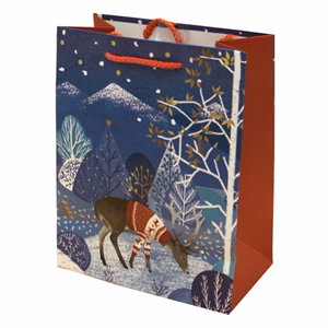 Dísztasak CREATIVE Luxury M 18x23x10 cm karácsonyi havas mintás matt zsinórfüles