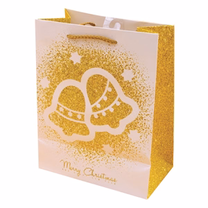 Dísztasak CREATIVE Luxury XL 31x42x12 cm karácsonyi arany mintás matt glitteres zsinórfüles