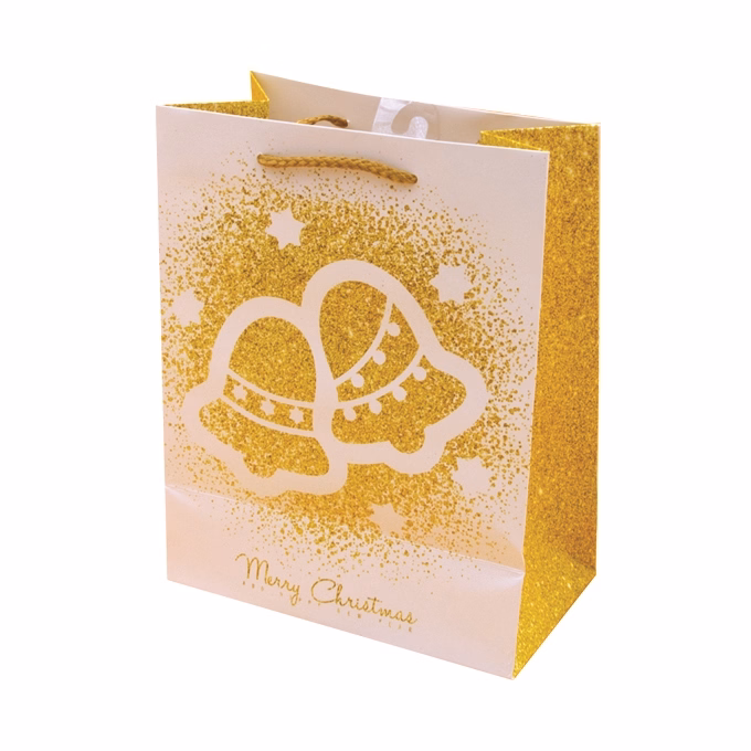Dísztasak CREATIVE Luxury XL 31x42x12 cm karácsonyi arany mintás matt glitteres zsinórfüles