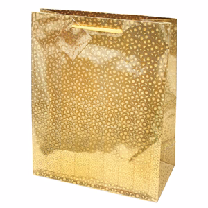 Dísztasak CREATIVE Special Hologram L 26x32x12 cm egyszínű arany sodort füles