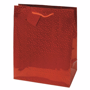 Dísztasak CREATIVE Special Hologram M 18x23x10 cm egyszínű piros sodort füles
