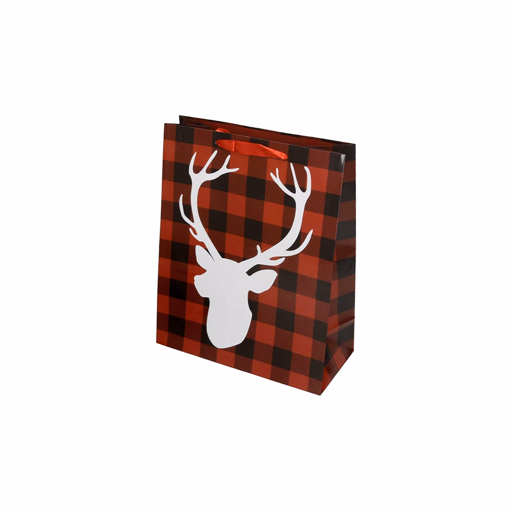 Dísztasak CREATIVE Special L 26x32x12 cm karácsonyi színes mintás fényes glitteres szalagfüles