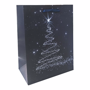 Dísztasak CREATIVE Special M 18x23x10 cm karácsonyfás matt szalagfüles