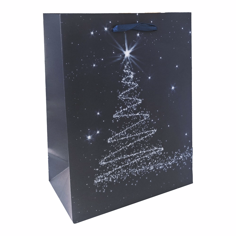 Dísztasak CREATIVE Special M 18x23x10 cm karácsonyfás matt szalagfüles