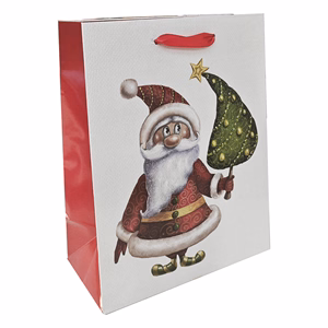 Dísztasak CREATIVE Special M 18x23x10 cm karácsonyi gyerek mintával színes fényes szalagfüles