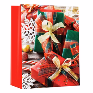 Dísztasak CREATIVE Special M 18x23x10 cm karácsonyi színes fényes szalagfüles