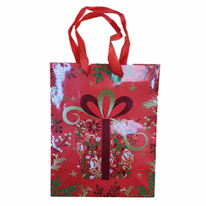 Dísztasak CREATIVE Special M 18x23x10 cm karácsonyi színes fényes szalagfüles