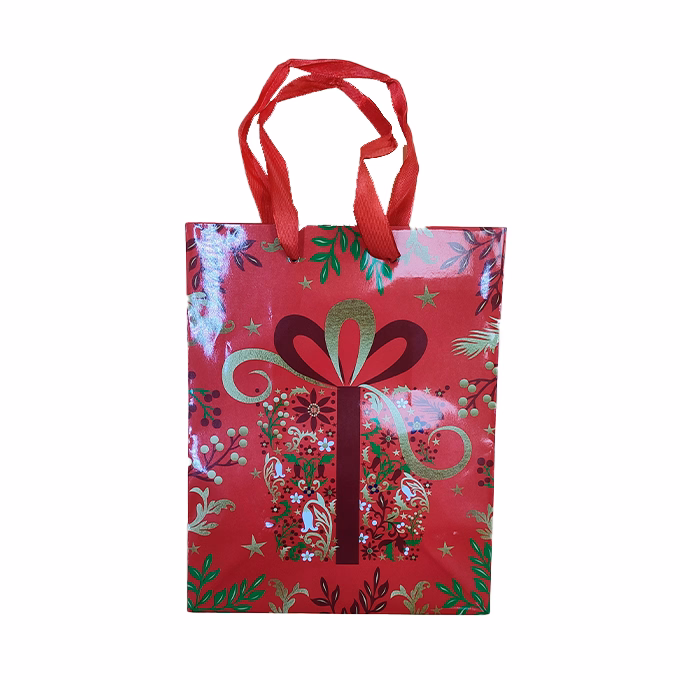 Dísztasak CREATIVE Special M 18x23x10 cm karácsonyi színes fényes szalagfüles