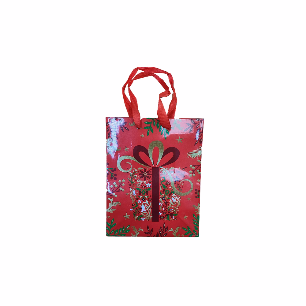 Dísztasak CREATIVE Special M 18x23x10 cm karácsonyi színes fényes szalagfüles