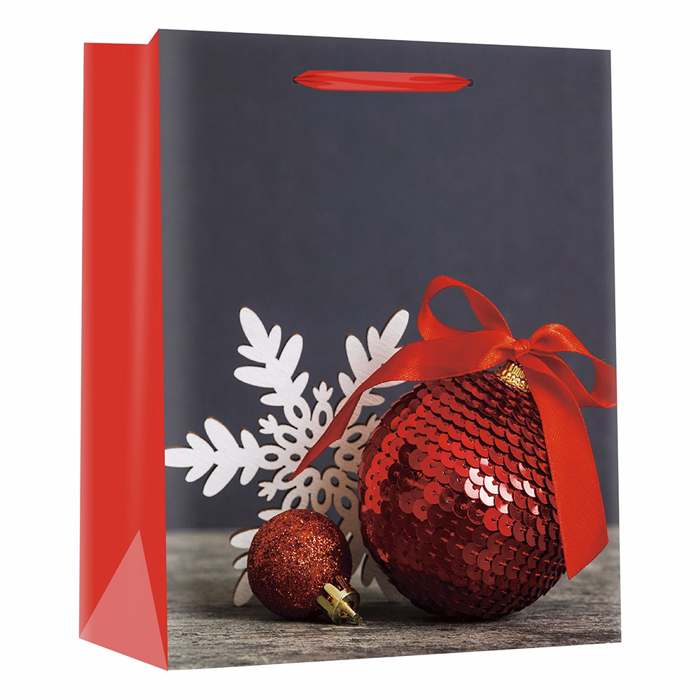 Dísztasak CREATIVE Special M 18x23x10 cm karácsonyi színes fényes szalagfüles