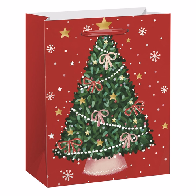 Karácsonyi dísztasak CREATIVE Special M 18x23x10 cm színes fényes szalagfüles
