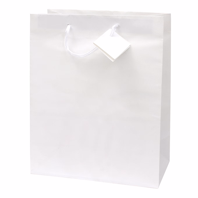 Dísztasak CREATIVE Special Simple L 26cm x 32cm x 12 cm egyszínű fehér zsinórfüles