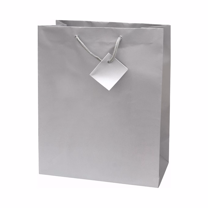 Dísztasak CREATIVE Special Simple L 26x32x12 cm egyszínű ezüst zsinórfüles