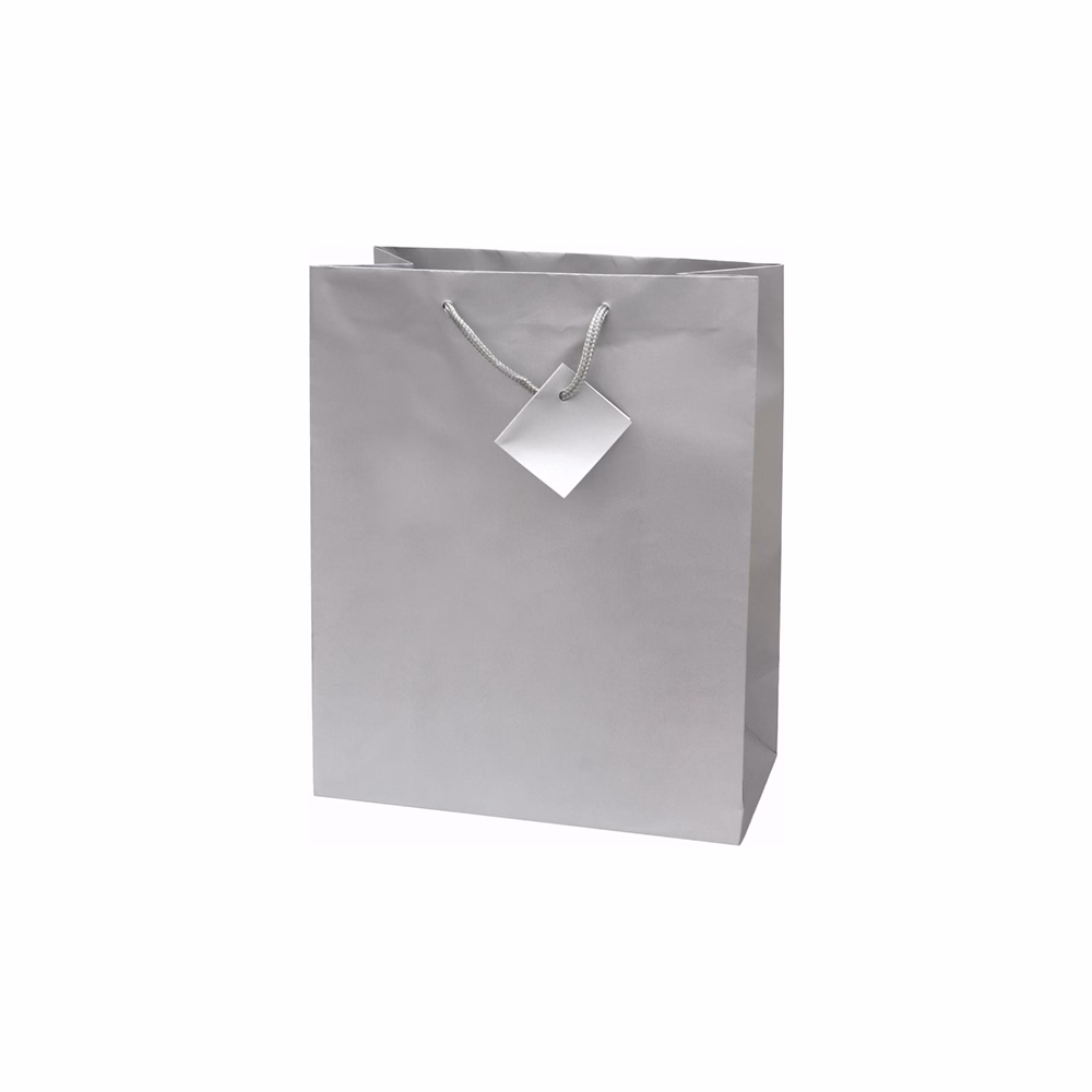 Dísztasak CREATIVE Special Simple L 26x32x12 cm egyszínű ezüst zsinórfüles