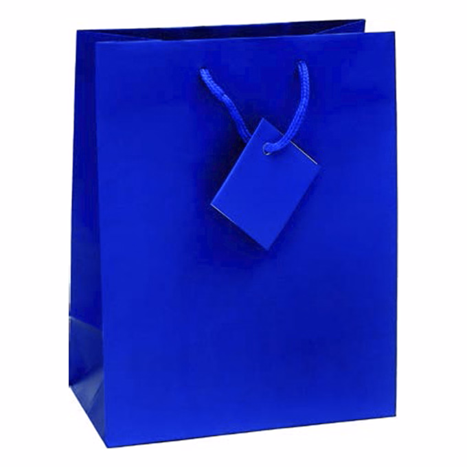 Dísztasak CREATIVE Special Simple L 26x32x12 cm egyszínű kék zsinórfüles