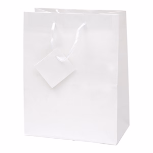 Dísztasak CREATIVE Special Simple M 18cm x 23cm x 10 cm egyszínű fehér zsinórfüles