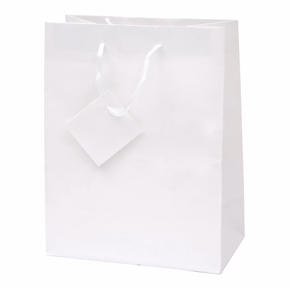 Dísztasak CREATIVE Special Simple M 18cm x 23cm x 10 cm egyszínű fehér zsinórfüles