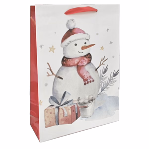 Dísztasak CREATIVE Special XL 33x45x16 cm karácsonyi hóemberes színes fényes szalagfüles