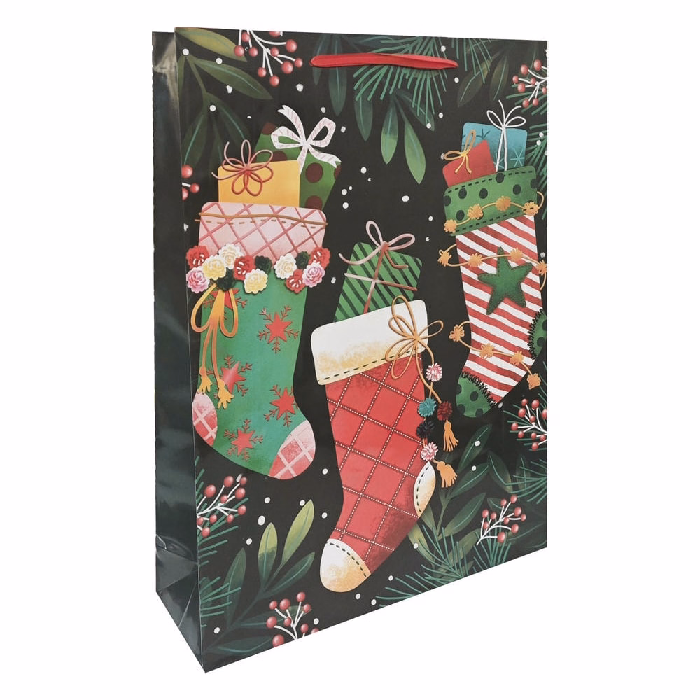 Karácsonyi dísztasak CREATIVE Special XL 33x45x16 cm színes fényes szalagfüles