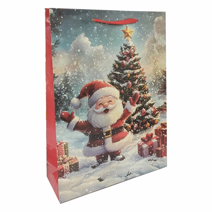 Karácsonyi dísztasak CREATIVE Special XL 33x45x16 cm színes figurás fényes szalagfüles