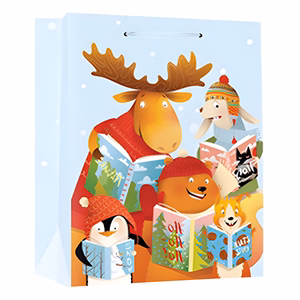 Dísztasak CREATIVE Special XL 40,6x16,5x55 cm karácsonyi állat mintás színes fényes szalagfüles