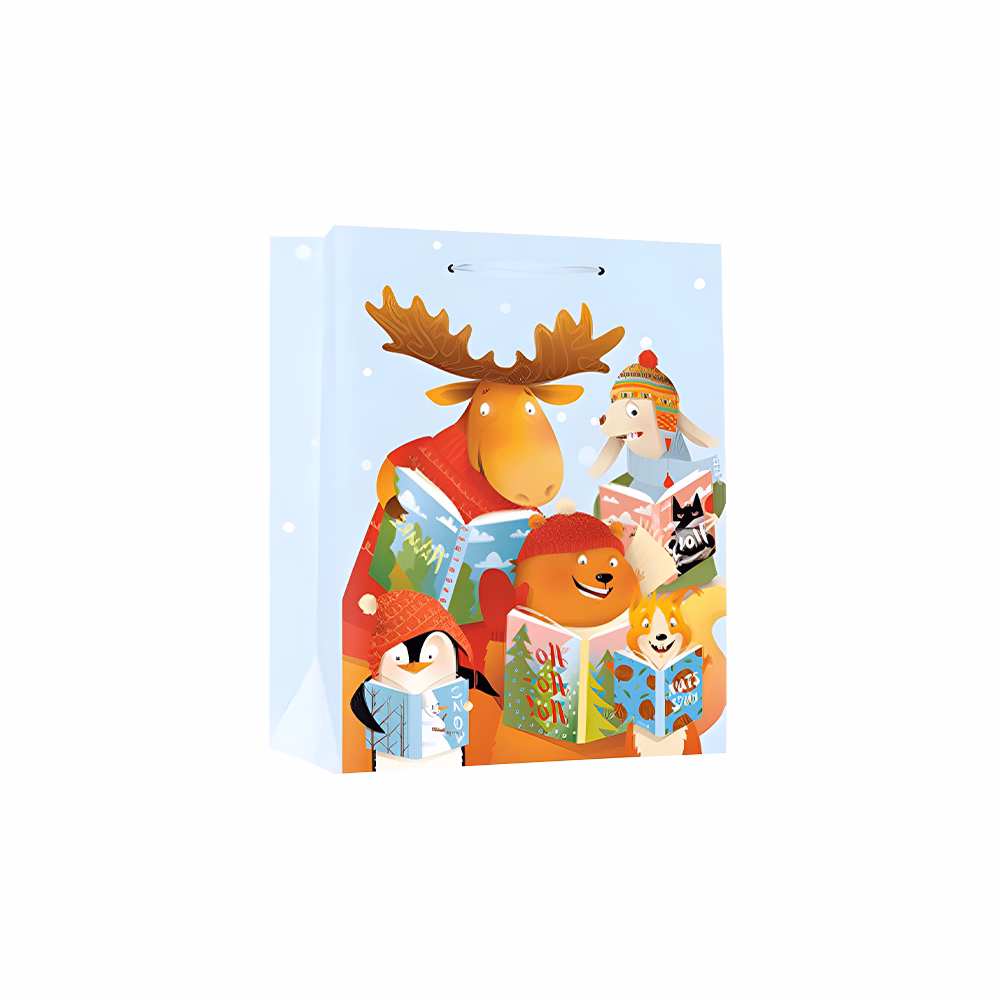 Dísztasak CREATIVE Special XL 40,6x16,5x55 cm karácsonyi állat mintás színes fényes szalagfüles