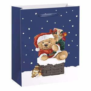 Karácsonyi dísztasak CREATIVE Special XL 40,5x16,5x55 cm teddy mintás színes fényes szalagfüles