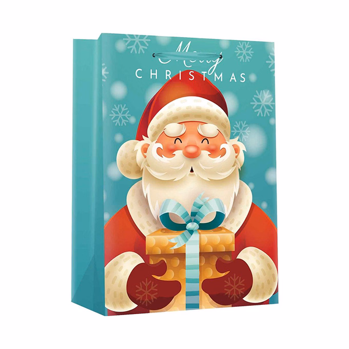 Dísztasak CREATIVE Special XL 40,6x16,5x55 cm karácsonyi mikulás mintás színes fényes szalagfüles