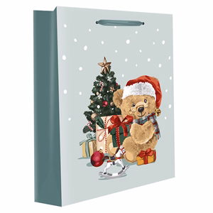 Dísztasak CREATIVE Special XL 40,6x16,5x55 cm karácsonyi állat mintás színes fényes szalagfüles