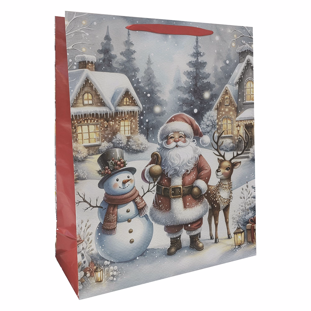 Dísztasak CREATIVE Special XL 40,6x16,5x55 cm karácsonyi mikulás mintás színes fényes szalagfüles