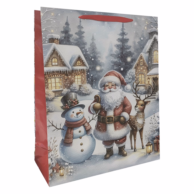 Dísztasak CREATIVE Special XL 40,6x16,5x55 cm karácsonyi mikulás mintás színes fényes szalagfüles