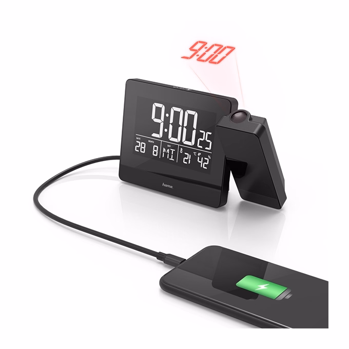 Ébresztőóra HAMA projektoros USB 2,4A
