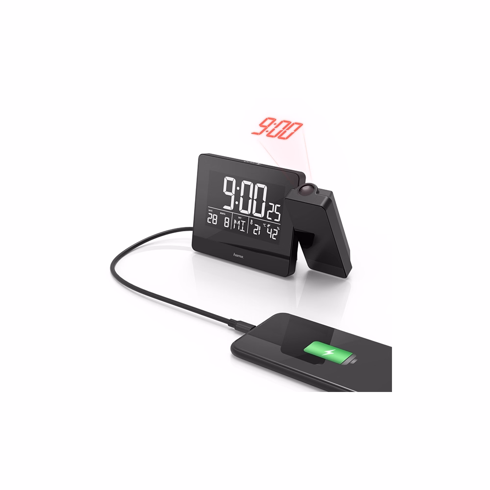 Ébresztőóra HAMA projektoros USB 2,4A