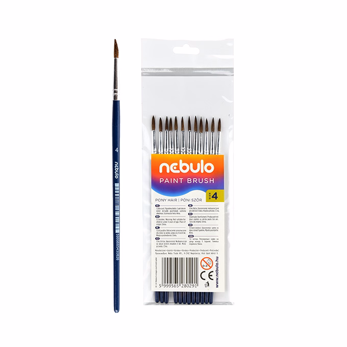 Ecset NEBULO póniszőr festett fanyelű 4-es