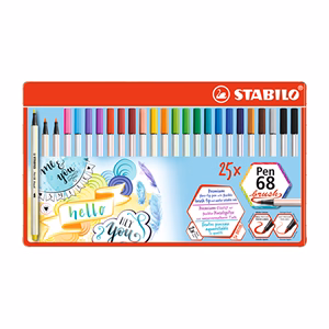 Ecsetfilc STABILO Pen 68 Brush 25  darabos fémdobozban Ecsetfilc STABILO Pen 68 Brush 25  darabos fémdobozban