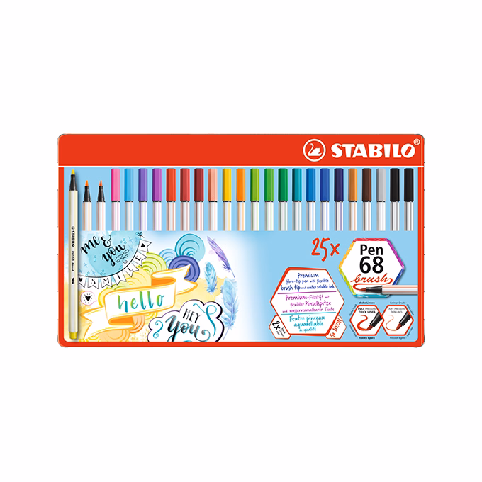 Ecsetfilc STABILO Pen 68 Brush 25  darabos fémdobozban Ecsetfilc STABILO Pen 68 Brush 25  darabos fémdobozban