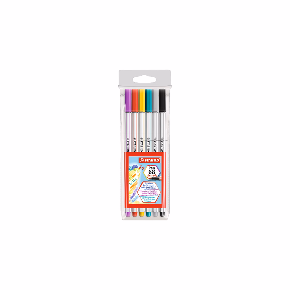 Ecsetfilc STABILO Pen 68 Brush 6  darabos Ecsetfilc STABILO Pen 68 Brush 6  darabos