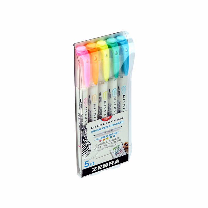 Ecsetfilc kétvégű ZEBRA Mildliner Fluorescent 5 darabos