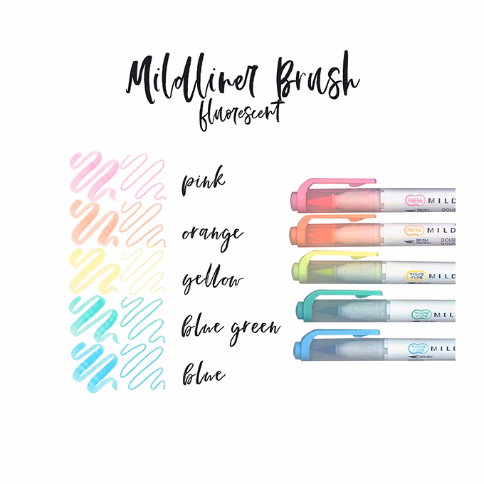 Ecsetfilc kétvégű ZEBRA Mildliner Fluorescent 5 darabos