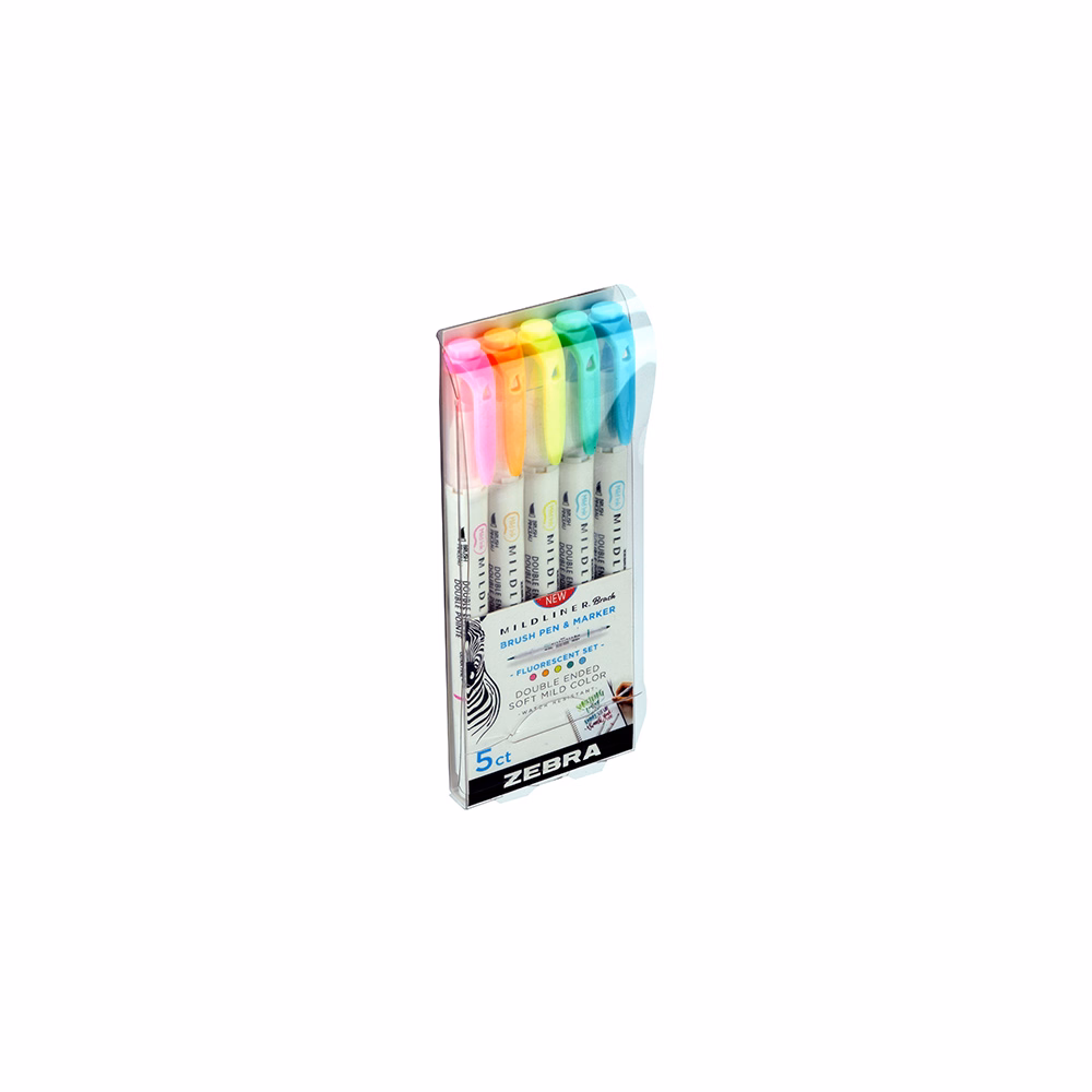 Ecsetfilc kétvégű ZEBRA Mildliner Fluorescent 5 darabos