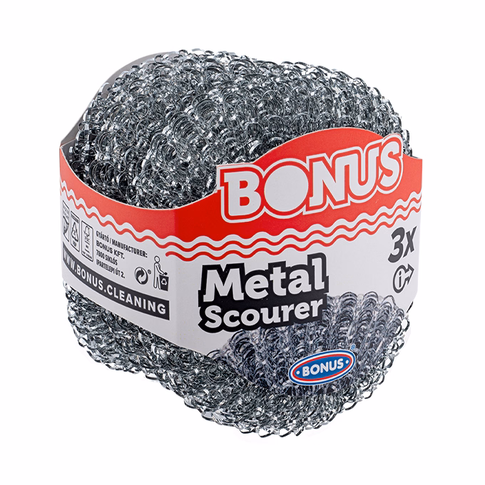 Edénysúroló BONUS fém dörzsi párna 8x8x1,4cm 3 darabos Edénysúroló BONUS fém dörzsi párna 8x8x1,4cm 3 darabos