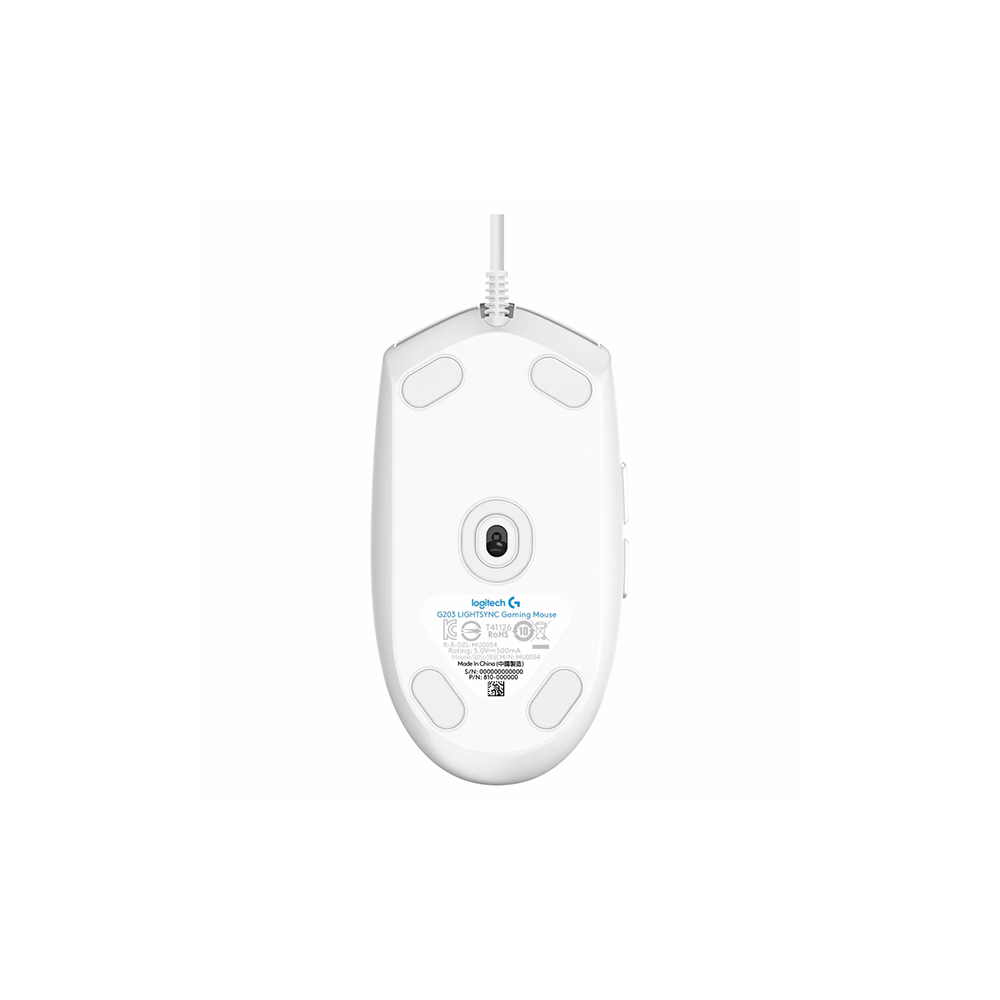 Egér vezetékes LOGITECH G203 Lightsync USB 6 gombos 8000 DPI fehér